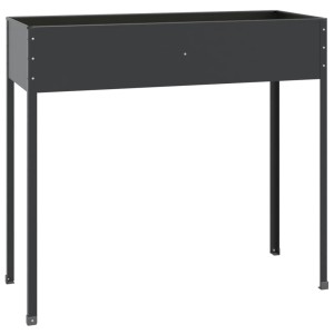Anthrazitfarbener vidaXL Pflanzkübel aus Stahl, 100,5x40,5x90 cm, für Garten und Balkon.