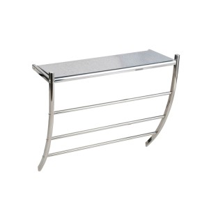 Bagnoxx Wandregal mit Handtuchstangen aus Edelstahl, silberfarben. Badregal zur Wandmontage.