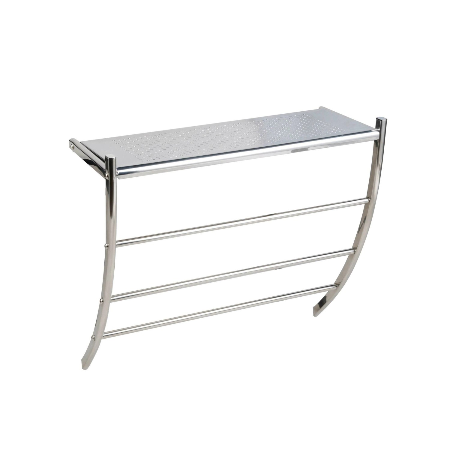 Bagnoxx Wandregal mit Handtuchstangen 53 x 46 x 21cm Edelstahl Silber günstig online kaufen