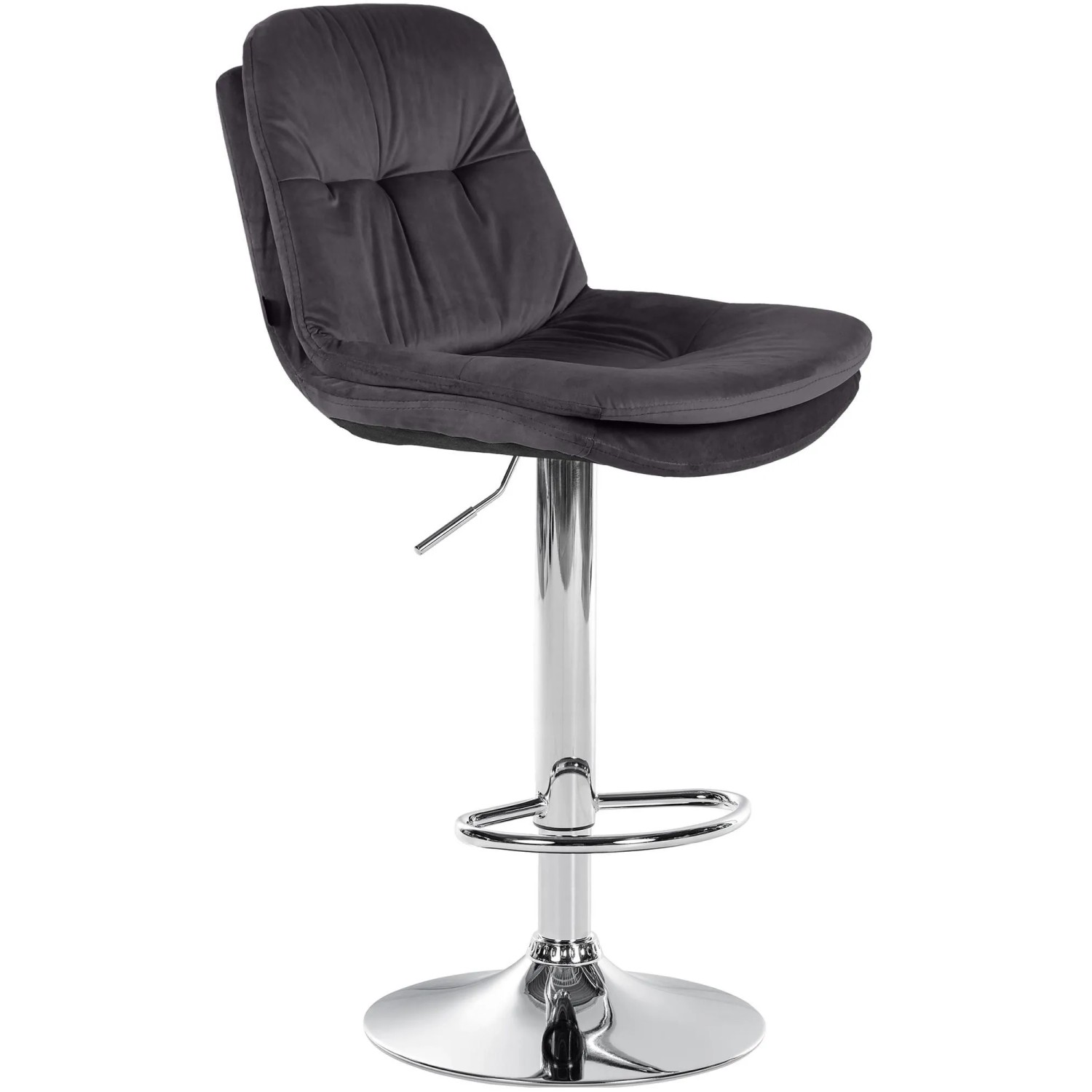 DELUKE Barhocker MITUN Samt Schwarz 46x54x94cm Silber Barstuhl Höhenverstellbar Mit Lehne Drehbar Tresenhocker Tresenstuhl