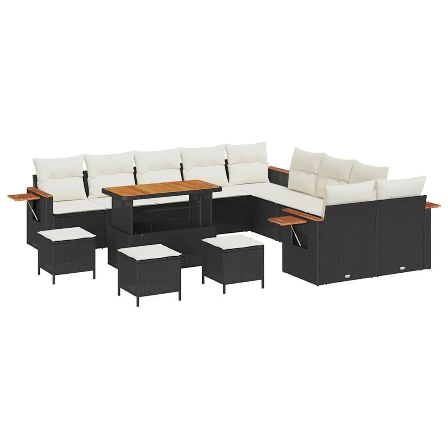 vidaXL Gartensofa-Set mit Kissen 18 Stk Schwarz und Creme Poly-Rattan 33651 günstig online kaufen