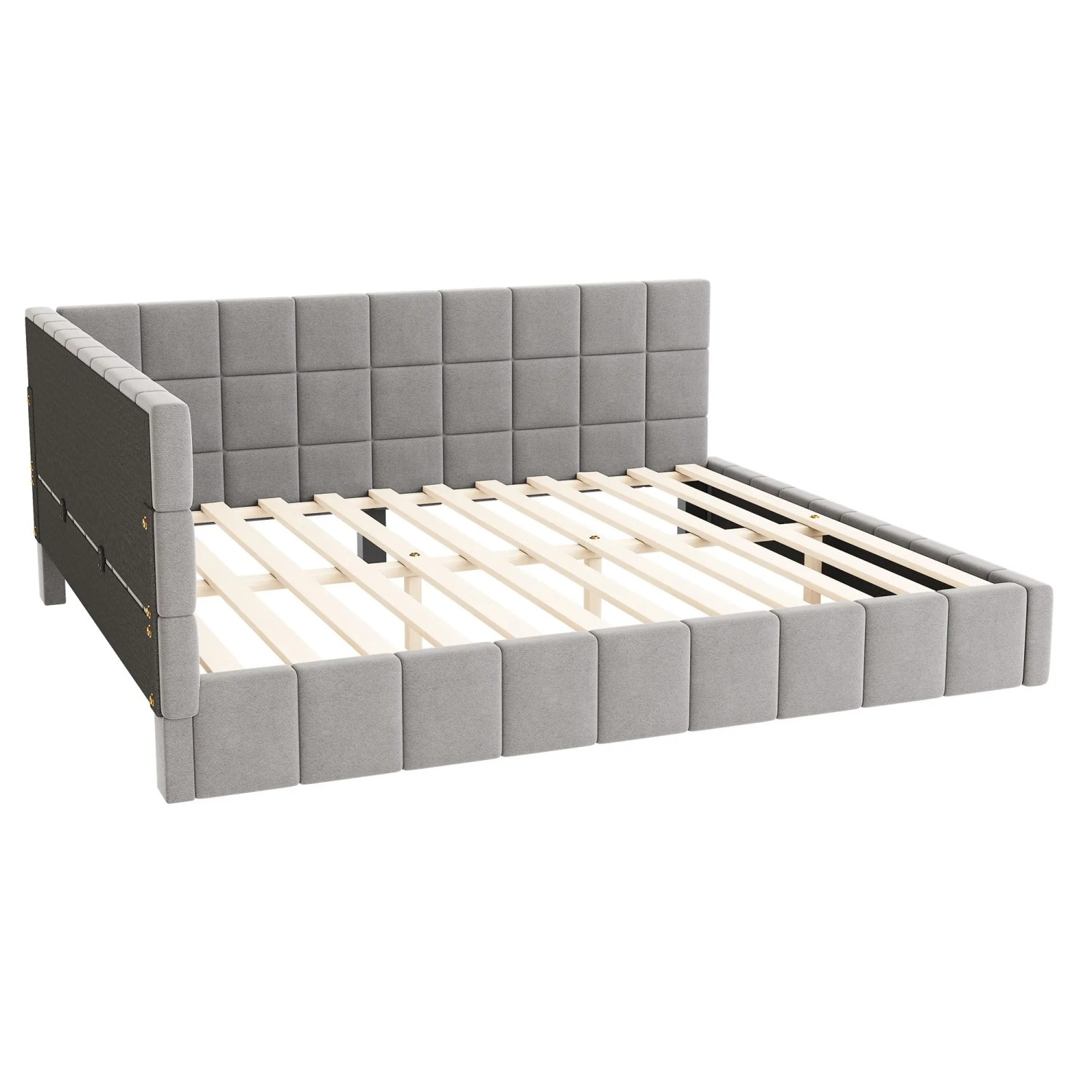 Merax Schlafsofa 160x200cm Samt Lattenrost Grau