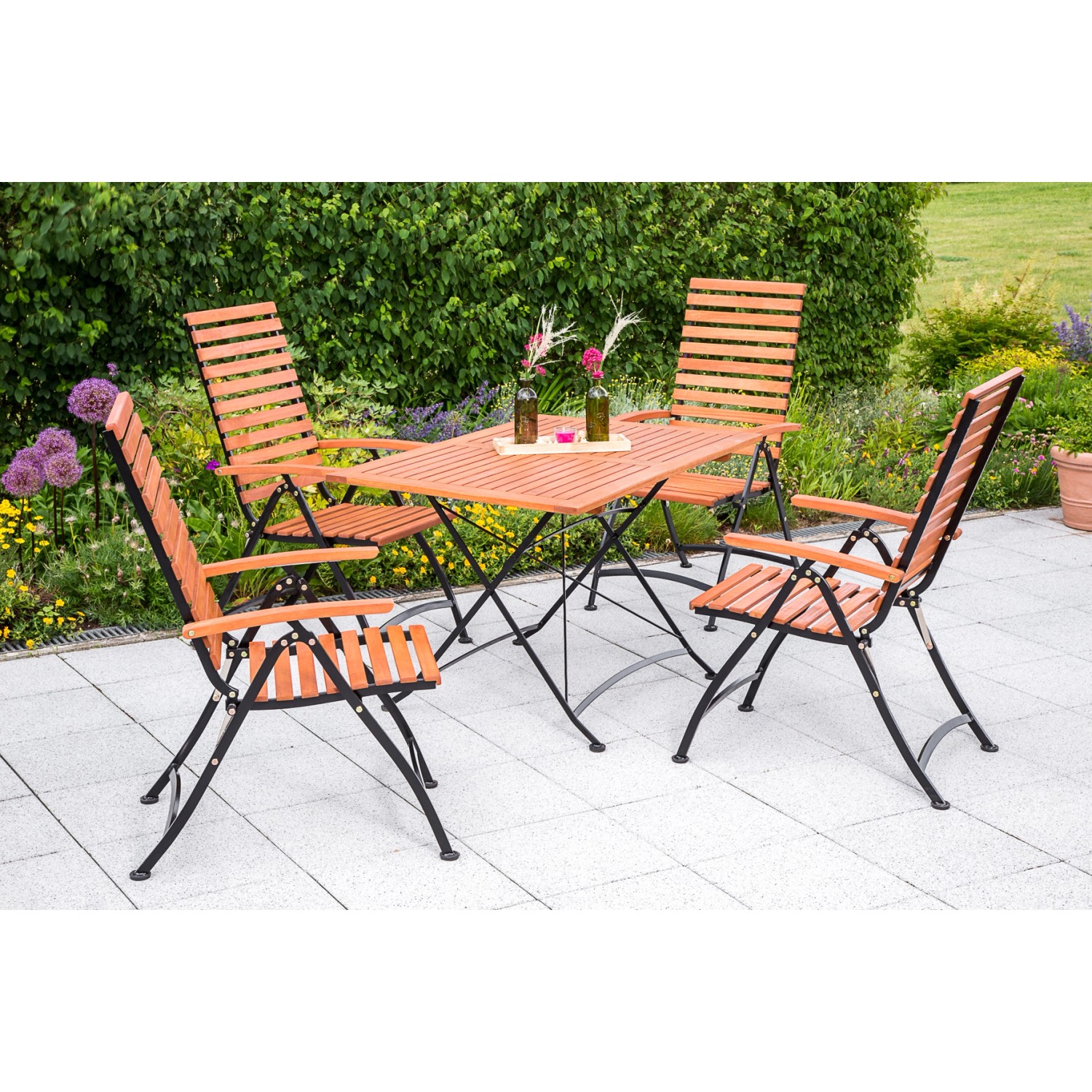 Gartenmöbel-Set Schlossgarten 5-tlg. Braun inkl. Tisch 120 cm x 80 cm
