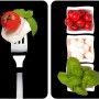 Wenko Herdabdeckplatten Caprese 2er Set mit Tomaten, Mozzarella und Basilikum.