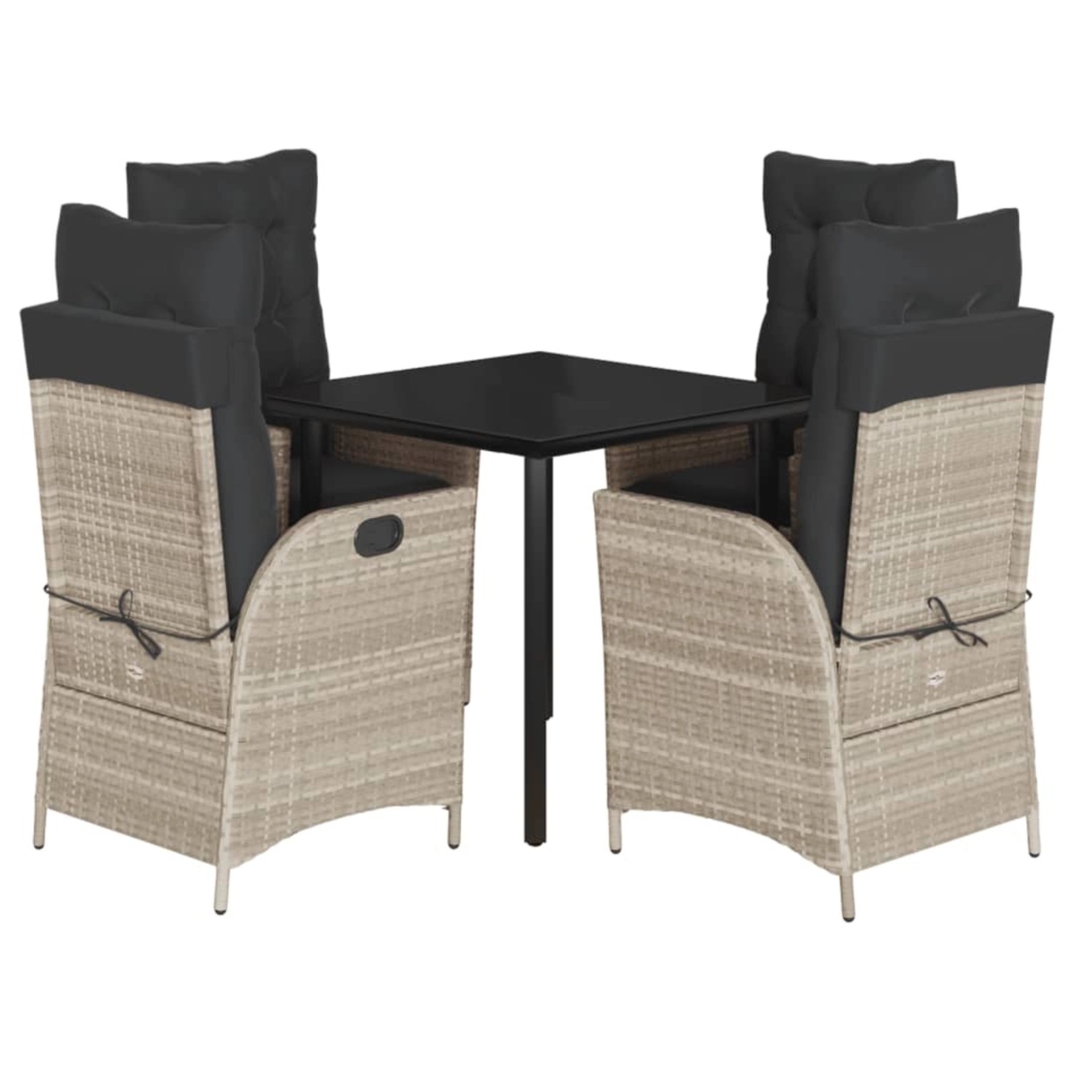 vidaXL 5-Tlg Garten-Essgruppe mit Kissen Hellgrau Poly Rattan 3213285 günstig online kaufen