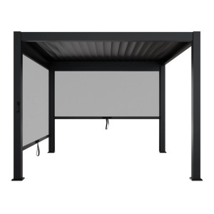 Juskys Pergola Lamellendach Tahiti 3 x 3 m inkl. 2x Seitenwand 3 m Anthrazit