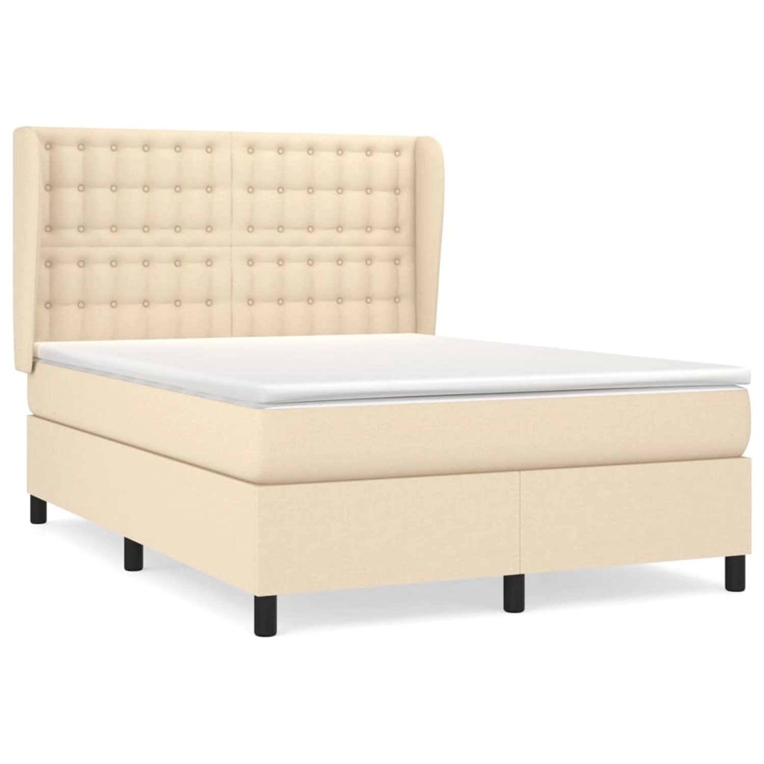 vidaXL Boxspringbett Boxspringbett mit Matratze Creme 140x200 cm Stoff Bett günstig online kaufen