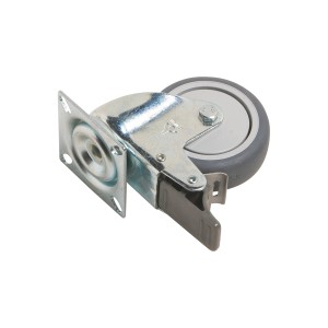 Lenkrolle mit Platte, Feststeller, Kugellager, Ø 75mm, 50kg Traglast.