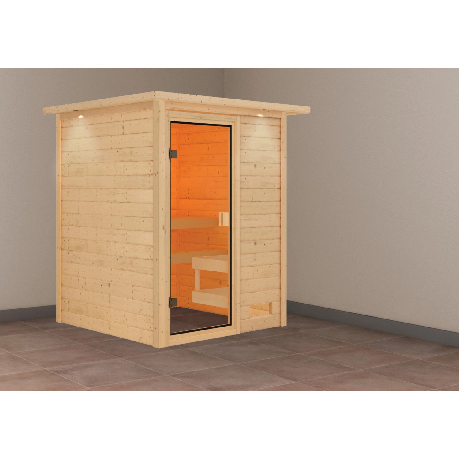 Karibu Sauna Sandra LED-Dachkranz Natur