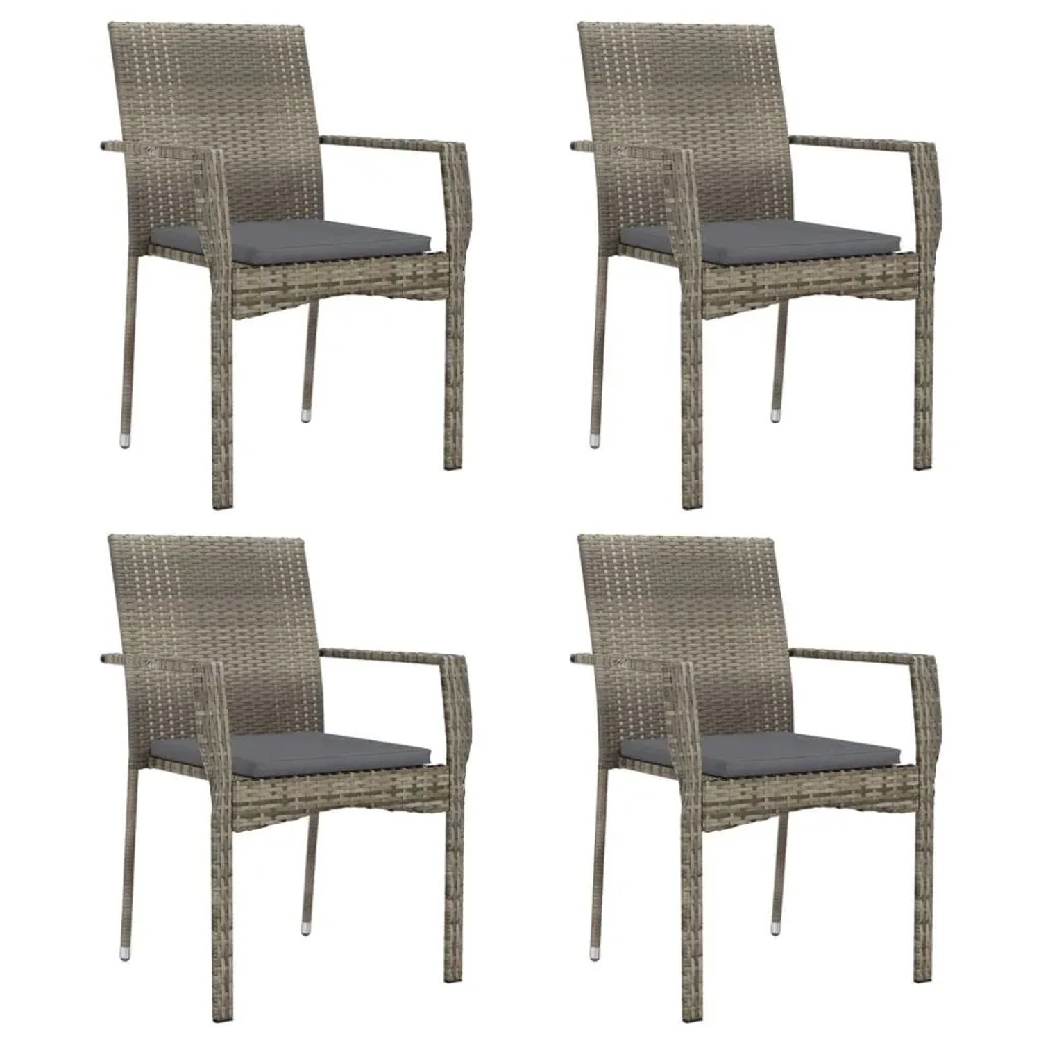 Furnicato Gartenstühle 4er Set Mit Kissen Poly Rattan 59x535x88 Cm Grau