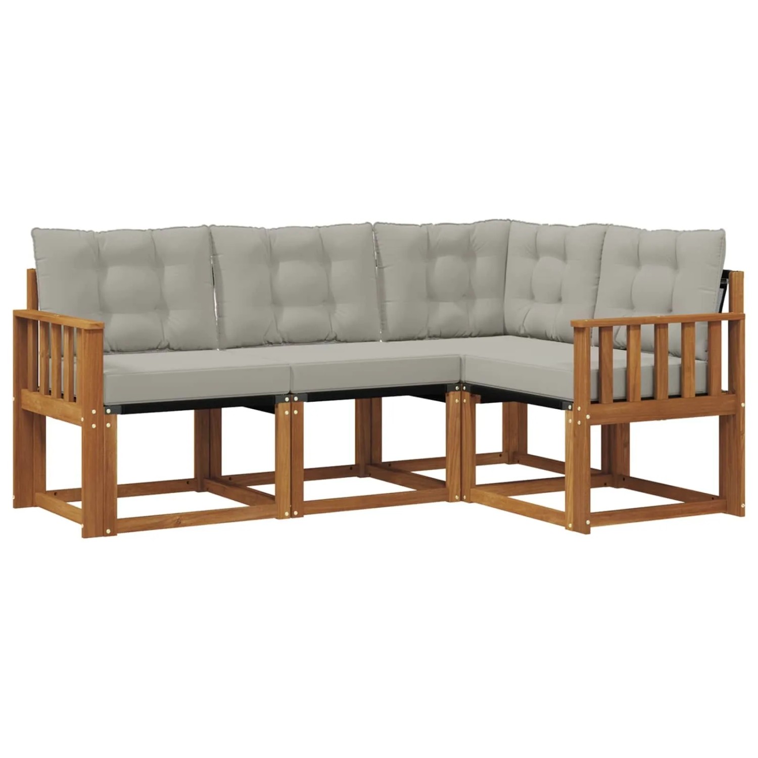 vidaXL Outdoor-Sofagarnitur mit Kissen 4-Tlg Natur und Hellgrau 3368614