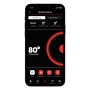 App-Ansicht des Severin SEVO Smart Control GTS Standgrills mit Temperaturanzeige und Steuerungselementen.
