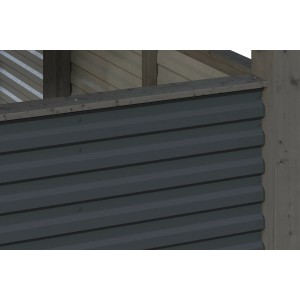 Detailansicht Skan Holz Carport Friesland Hybrid mit Schiefergrauen Aluminium-Trapezprofilen.