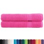 Zwei rosa Premium-Handtücher (100x200cm) aus 100% Baumwolle (600g/m²).
