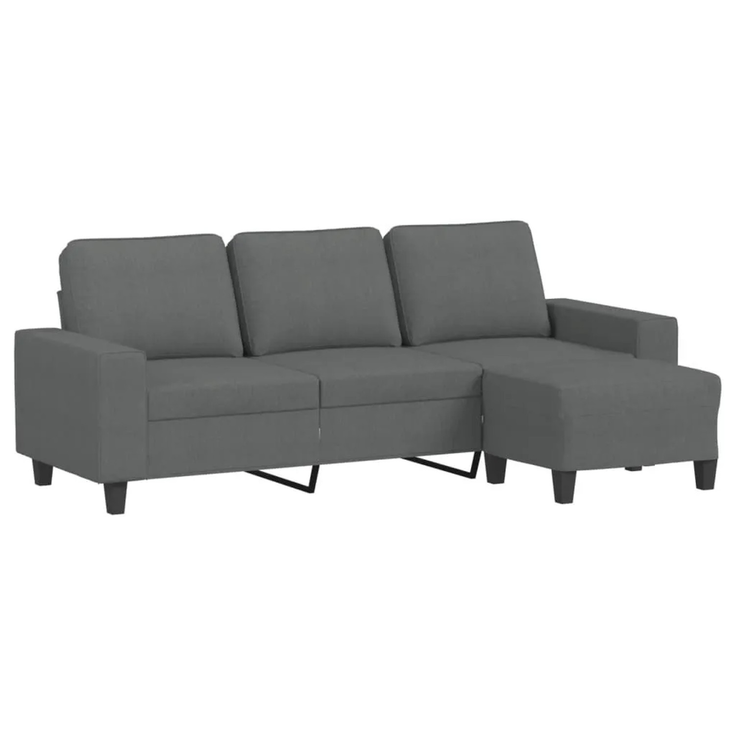 vidaXL 3-Sitzer-Sofa mit Hocker Dunkelgrau 180 cm Stoff 3201152