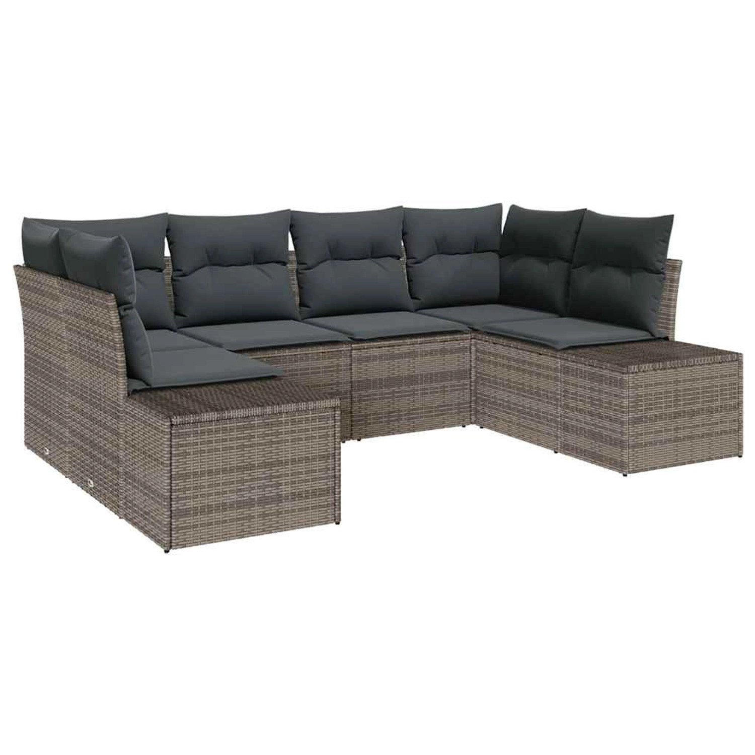 vidaXL Garten-Sofa-Set mit Kissen 6-Tlg Grau Poly Rattan 3347199 günstig online kaufen
