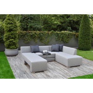 DELUKE Gartenloungeset BERT 3-tlg. Alu-Polyester Mit Auflagen Grau Gartenmöbel Set Garten Loungegruppe Lounge-Set Pool Loungegarnitur
