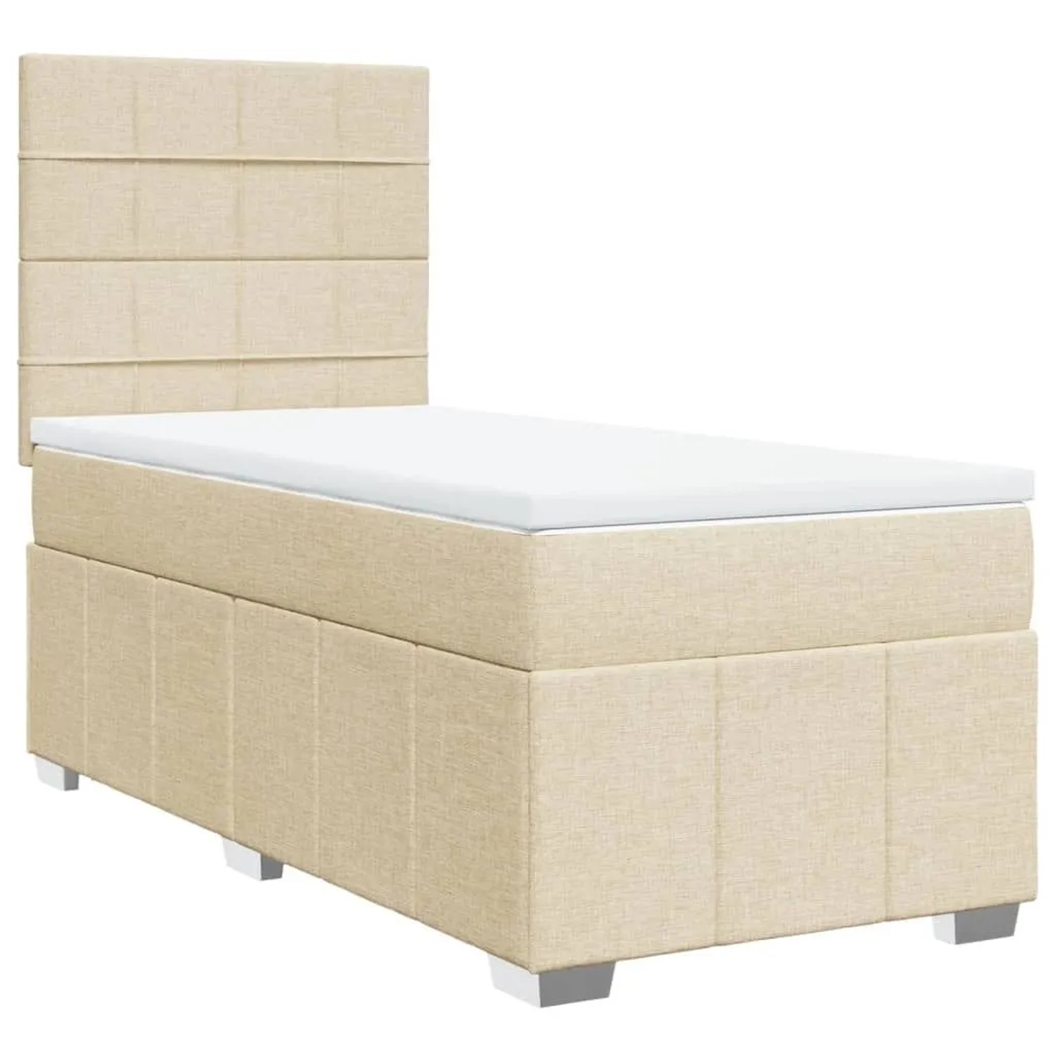 vidaXL Boxspringbett mit Matratze Creme 90x200 cm Stoff 3293856