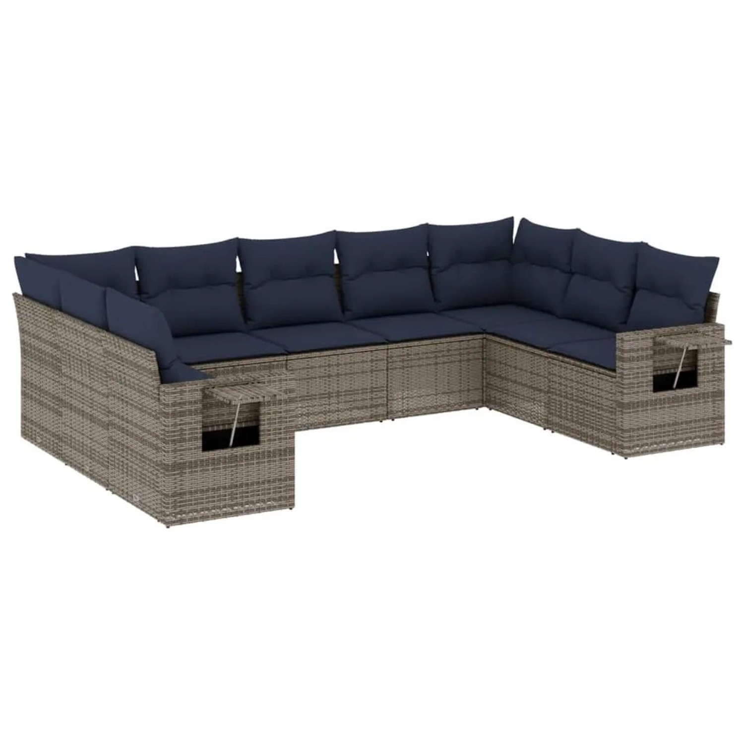 vidaXL 9-Tlg Gartensofa-Set mit Kissen Grau Polyrattan 3220600 günstig online kaufen