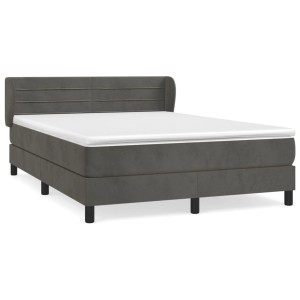 Dunkelgraues vidaXL Boxspringbett mit Matratze, Samtbezug, 160x200 cm. Bequemes Bett mit Kopfteil.