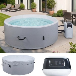 MCW Whirlpool N97 5 Personen Heizbar Aufblasbar Rund Ø180cm Grau-Weiß