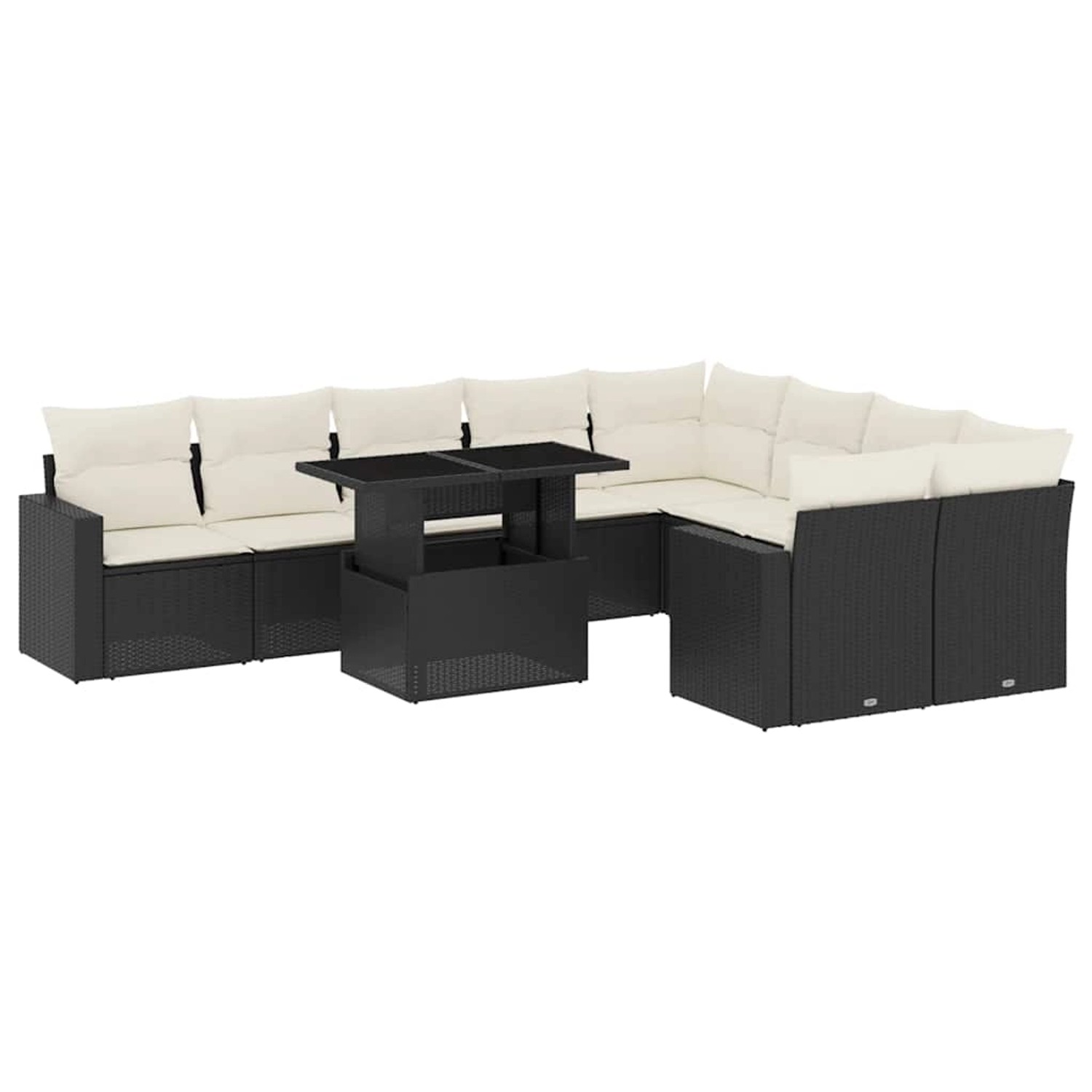 vidaXL 10-Tlg Garten-Sofagarnitur mit Kissen Schwarz Poly Rattan 3267496 günstig online kaufen