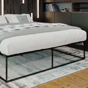 DELUKE Metallbett SUKAR Metall Schwarz 205,5x205,5x46,5cm Bett 200x200 Bettrahmen Metall Doppelbett