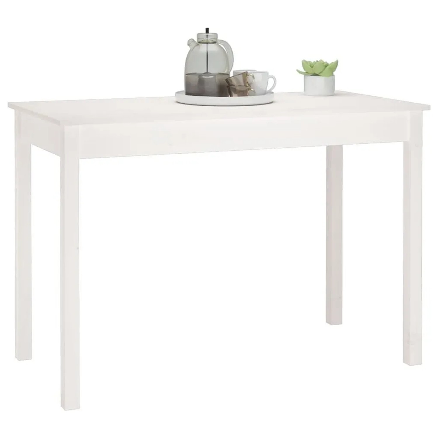 Weißer vidaXL Esstisch aus Kiefernholz, 110x55x75 cm. Schlichter Holztisch für Esszimmer oder Küche.