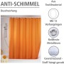 Wenko Anti-Schimmel Duschvorhang Uni Orange, 180x200 cm, mit Metallösen und 12 Ringen.