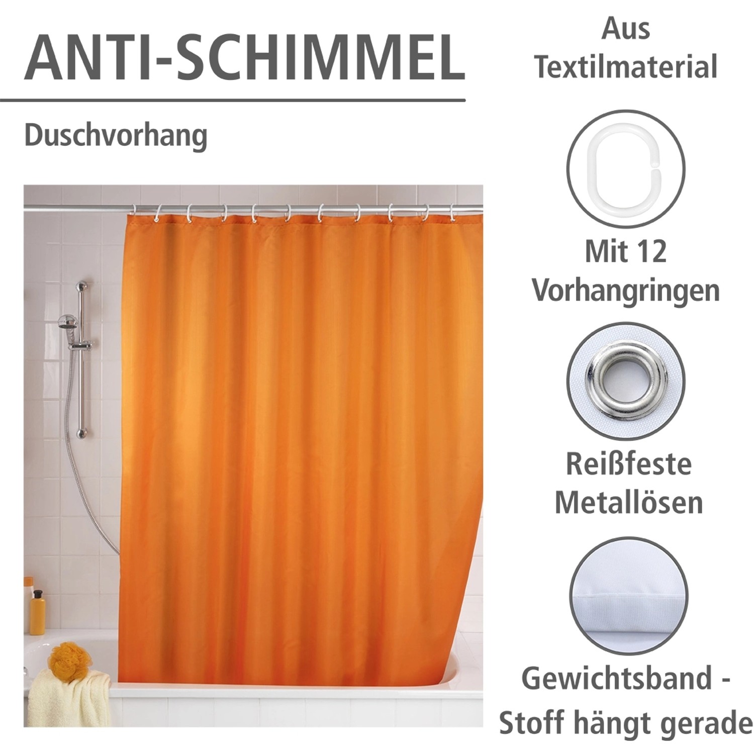 3D Duschvorhang 120x200 Cm Gelb - Wasserdicht, Antischimmel, Polyester Mit 8 Haken