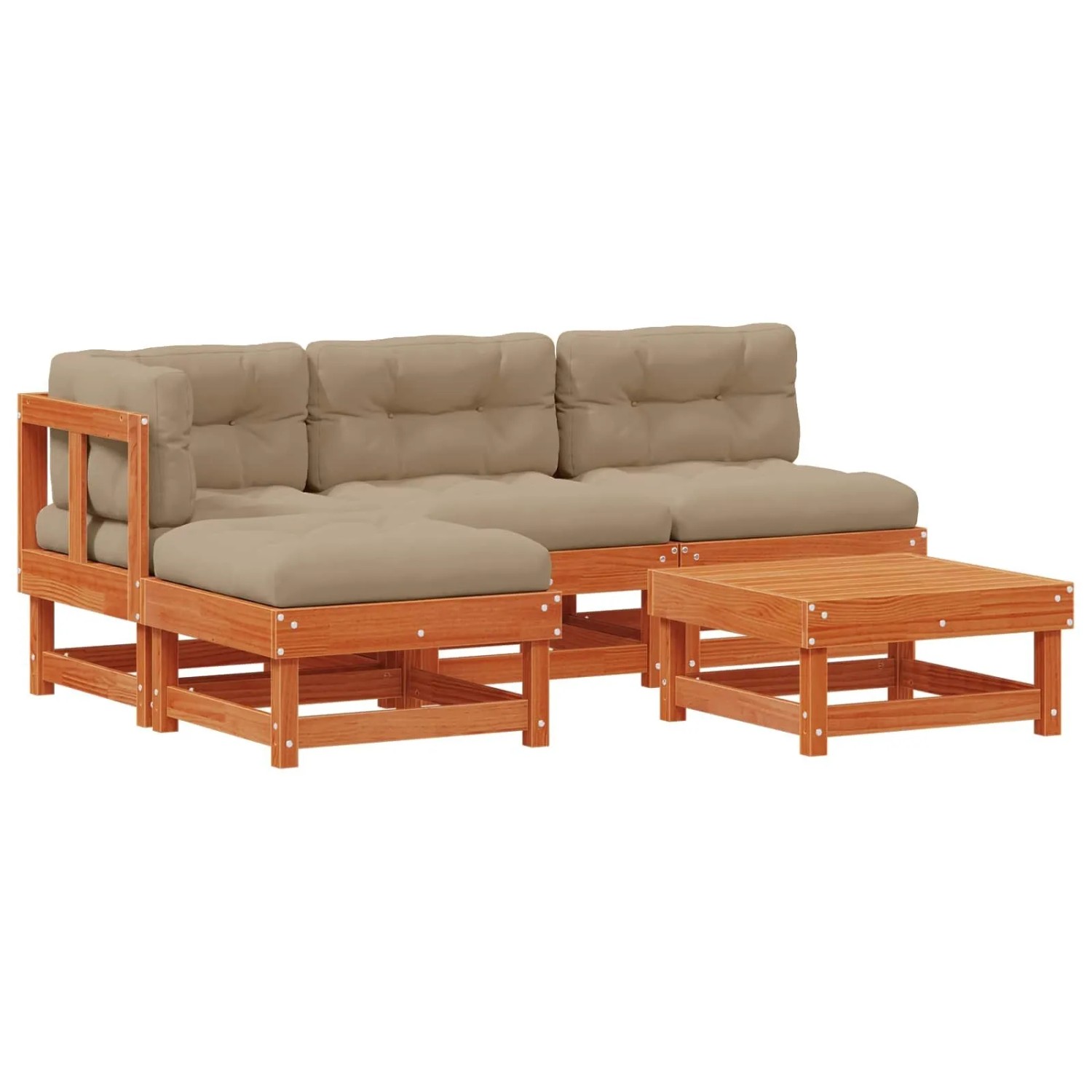 vidaXL Garten-Lounge-Set 13-Tlg Wachsbraun Massives Kiefernholz 3418104