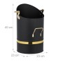 Schwarze Relaxdays Kohlenschütte aus Eisen, 12 Liter, mit goldenen Akzenten. Zubehör für Kamin und Ofen.