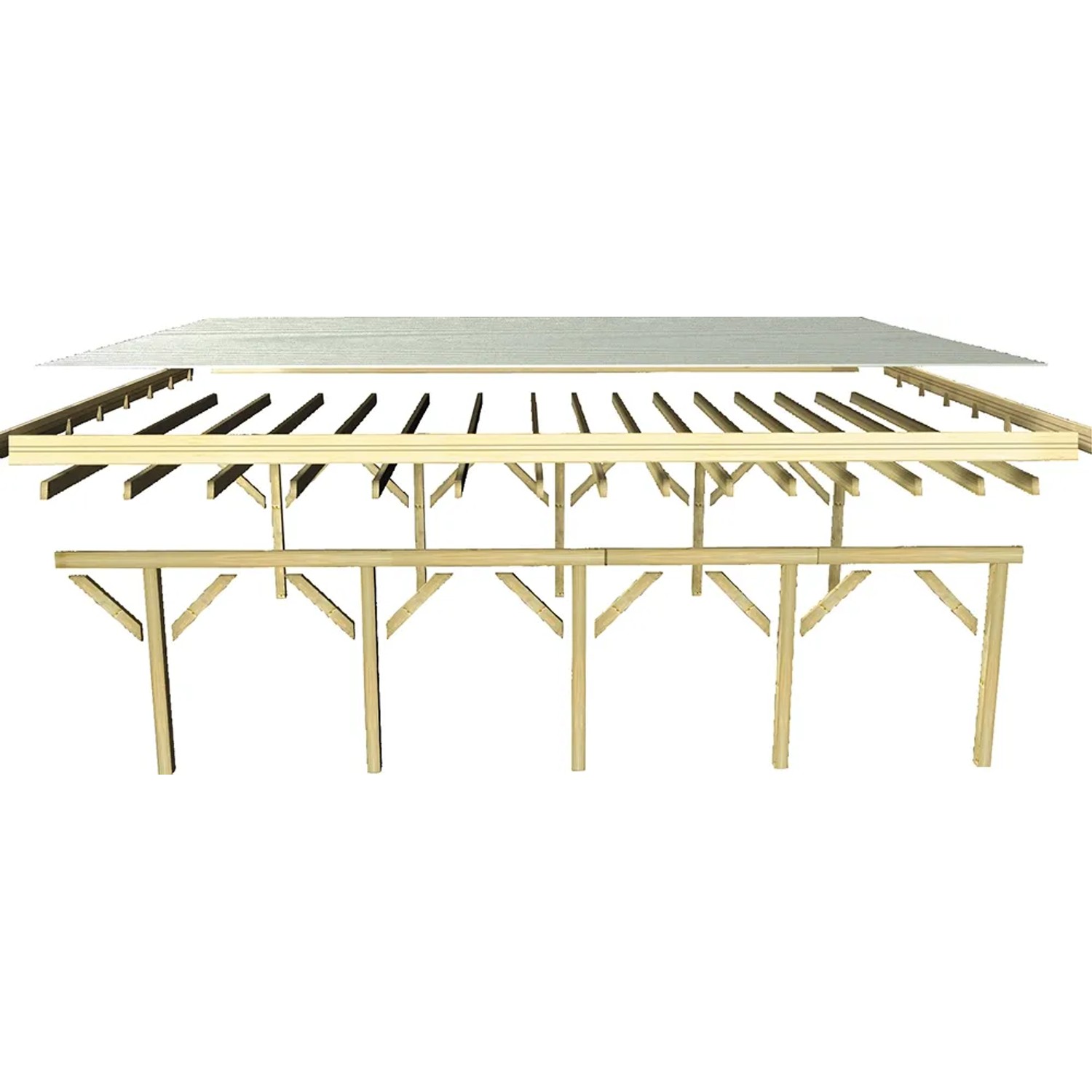 Karibu Einzelcarport Classic: Holzkonstruktion mit Stahl-Dacheindeckung, stabile Pfosten. Carport für PKW, Motorrad oder Fahrrad.