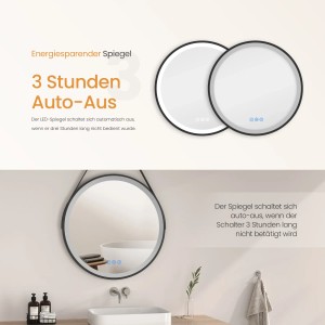 Emke Badspiegel 70cm mit LED-Beleuchtung, dimmbar & 3 Farbtemperaturen.