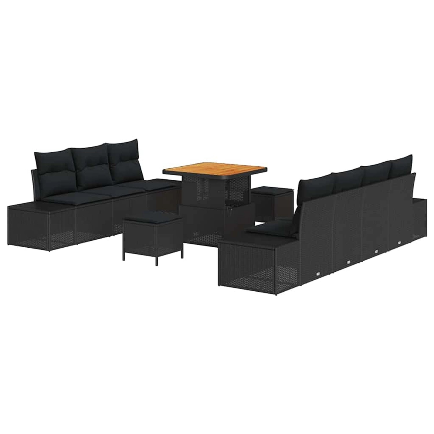 vidaXL Garten-Sofa-Set mit Kissen 10-Tlg Schwarz Poly Rattan 3362744 günstig online kaufen