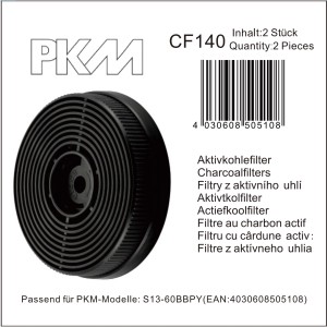 PKM Kohlefilter CF 140 für Dunstabzugshauben, rund, schwarz.