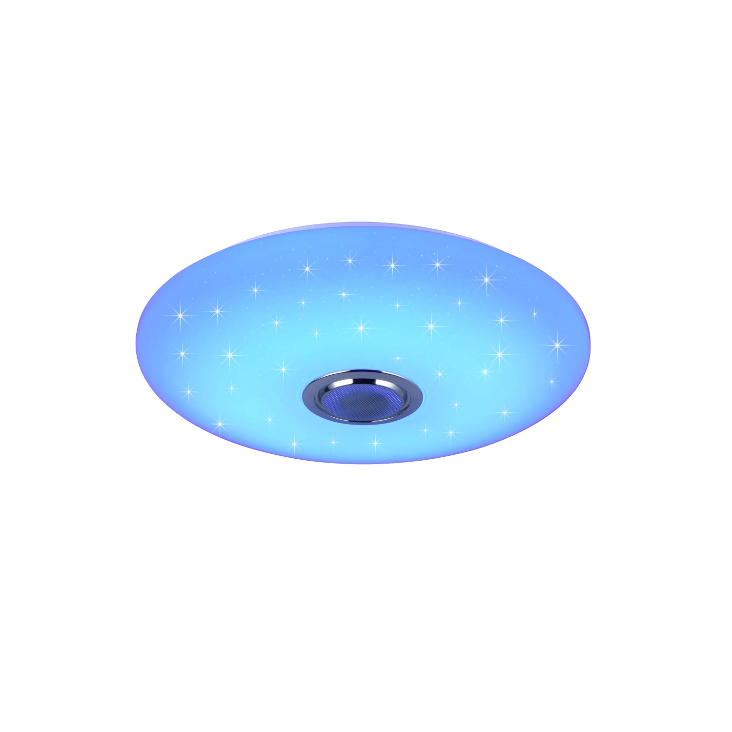 Weiße LED Deckenleuchte Musica mit Bluetooth Lautsprecher und Farbwechsel.
