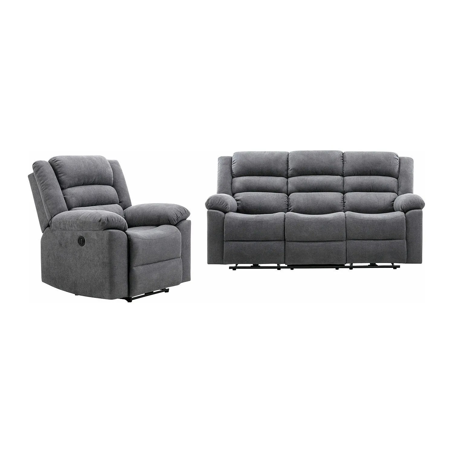 Vente-unique Couchgarnitur Mit Sessel Burolo Grau 92 cm  199 cm