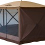 Faltpavillon ClapTop 600, 366x366 cm, braun/beige, mit Moskitonetz. Ideal für Camping und Festivals.