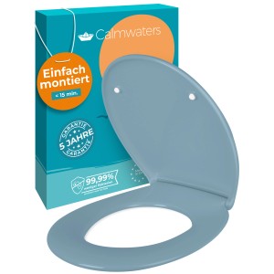 Calmwaters WC Sitz Premium Bermuda-Blau Absenkautomatik Made In EU 250 kg Antibakteriell Abnehmbar Duroplast 26LP6227