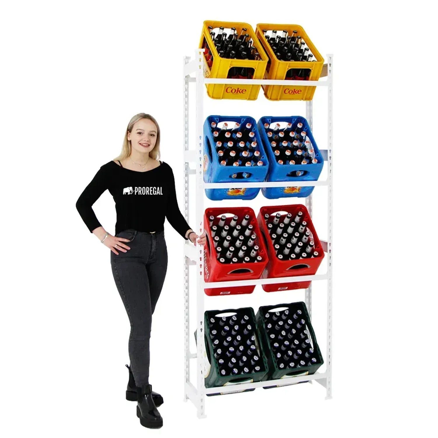 PROREGAL Regal für Getränkekisten 200 x 80 x 30 cm weiß kaufen bei OBI