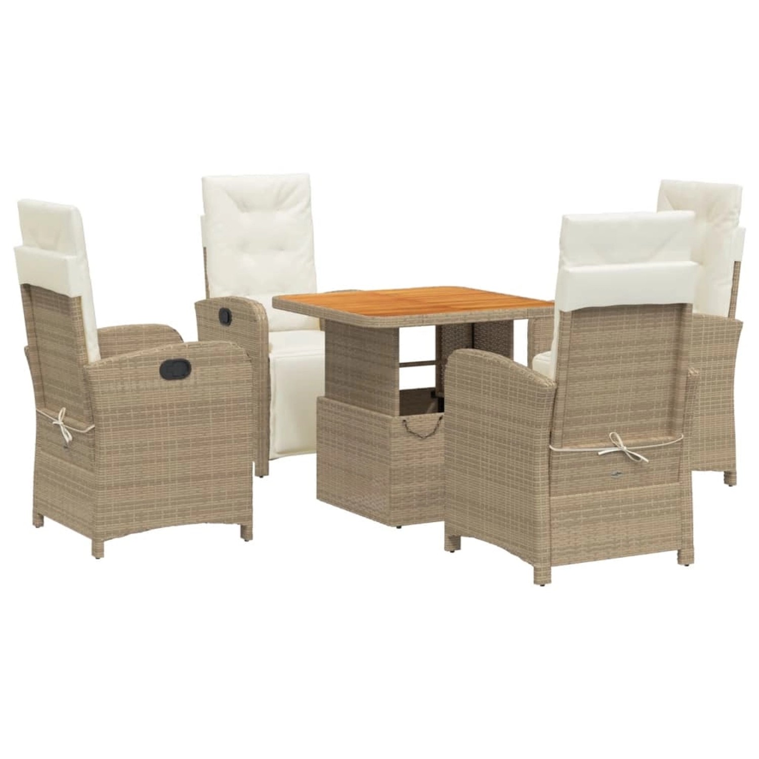 vidaXL 5-Tlg Garten-Essgruppe mit Kissen Beige Poly Rattan 3277352 günstig online kaufen