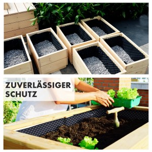 KARAT Noppenfolie schwarz als Schutz in Hochbeeten und im Gartenbau.