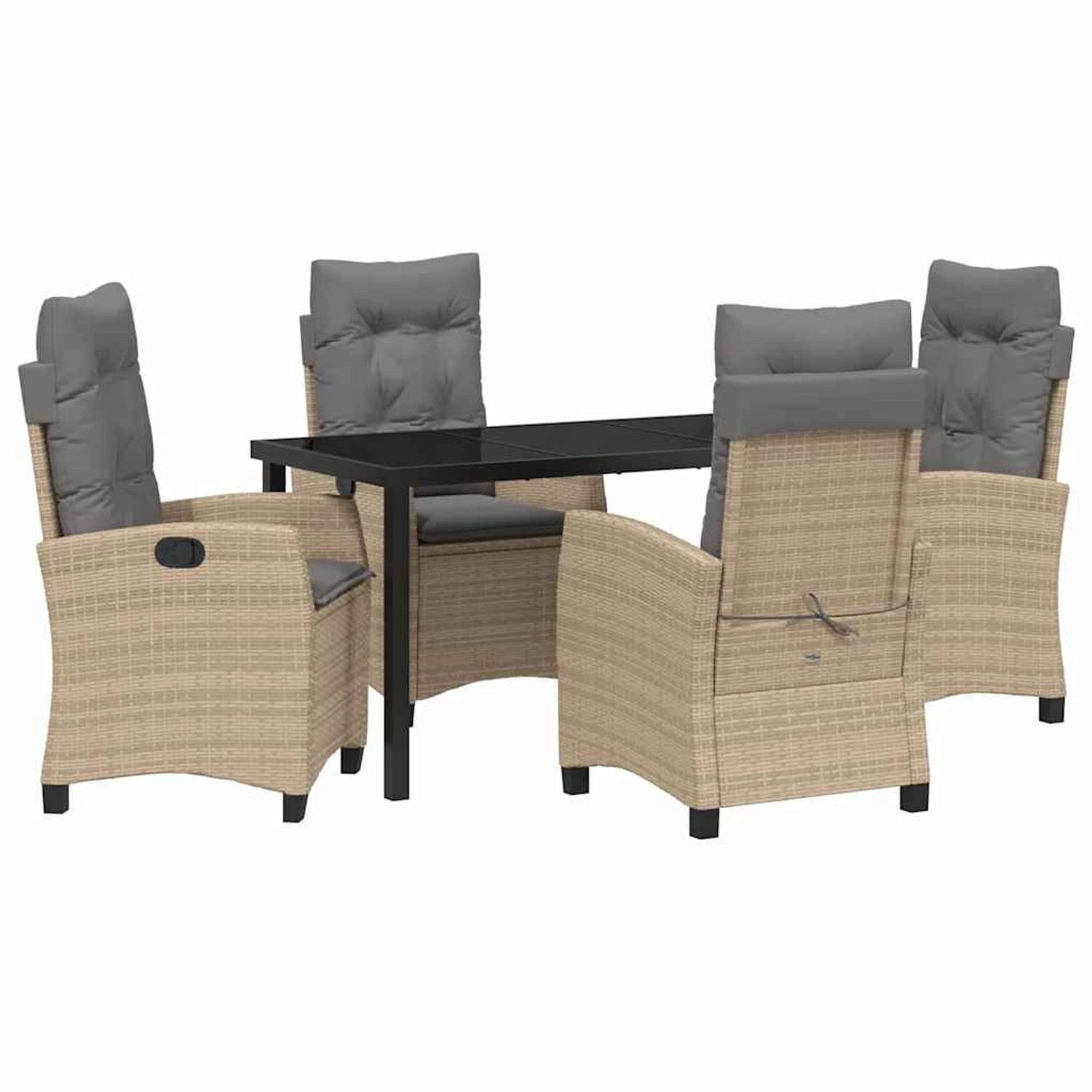 vidaXL 5-Teilige Garten-Essgruppe mit Kissen Beige Poly Rattan 3380402 günstig online kaufen
