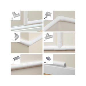 D-Line Kupplung Zubehör-Set 30x15 mm Alu, verschiedene Verbindungsstücke für Kabelkanäle.