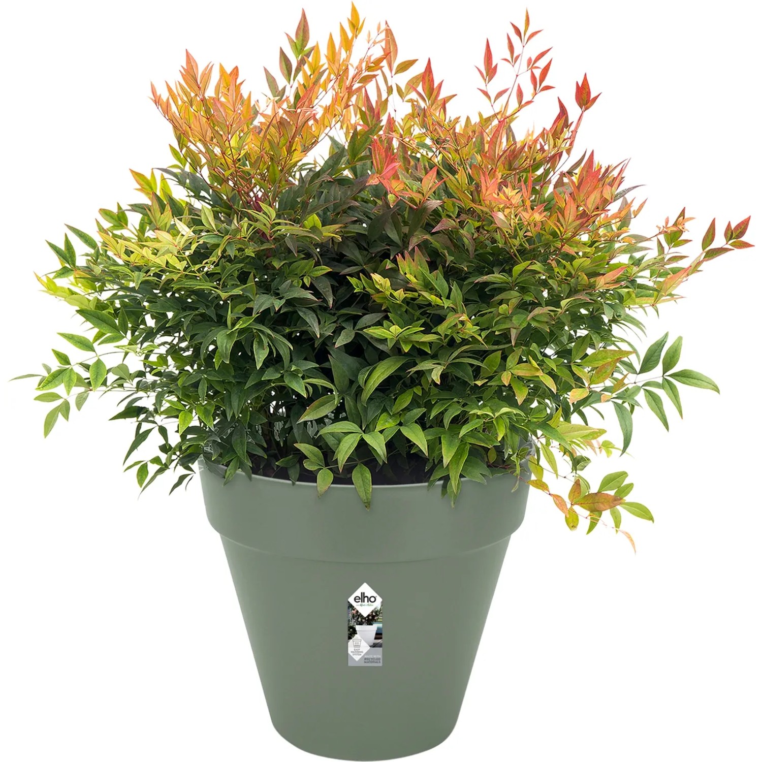Elho Blumentopf Loft Urban Rund, Ø 48,5 cm, Pistaziengrün, mit Rollen. Pflanzkübel für den Außenbereich.