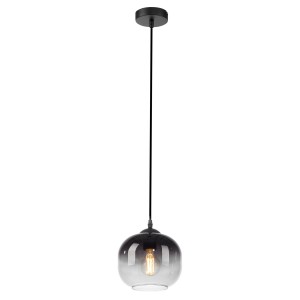 Schwarze Just Light Pendelleuchte Zea mit Rauchglas, 1-flammig. Moderne Hängeleuchte für Wohnräume.