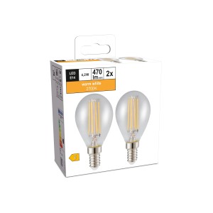 LED-Leuchtmittel E14 Globeform 4,2 W 2er Set warmweiß 470 lm 8 x 4,5 cm (H x Ø)