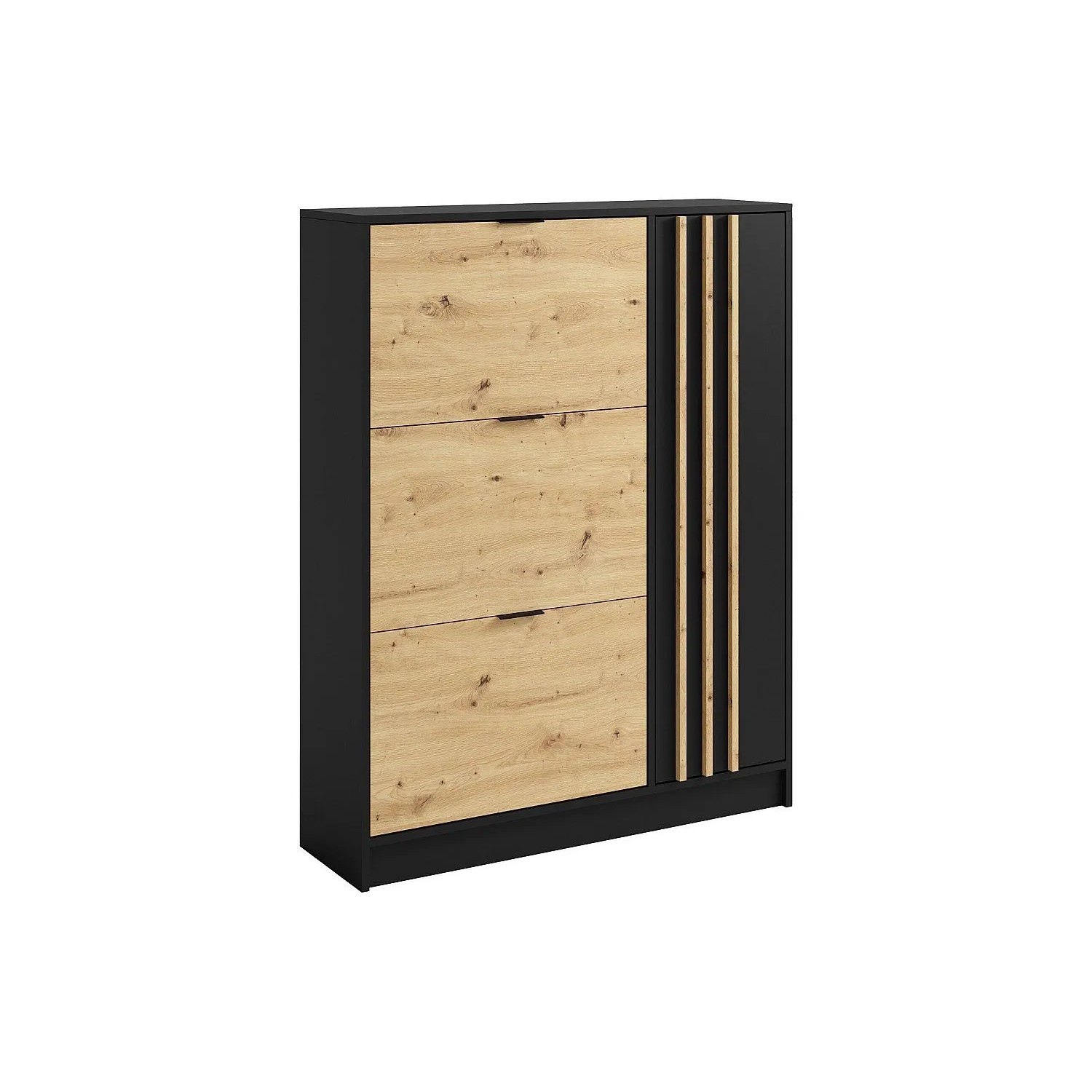 Vente-unique Schuhschrank Janakia Schwarz  Naturfarben Hell 102 cm