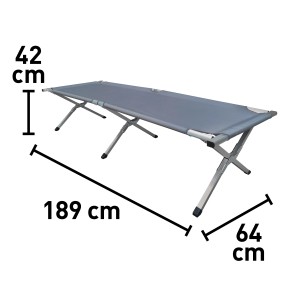 Campingliege Gaona mit Alu-Gestell, hellgraue Oxford-Bespannung, Maße: 189x64x42cm. Ideal für Camping & Outdoor.